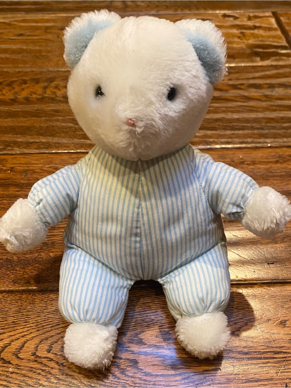 Vintage Eden Teddy Bear Plush blue stripes clown Lullaby You Are my Sunshine